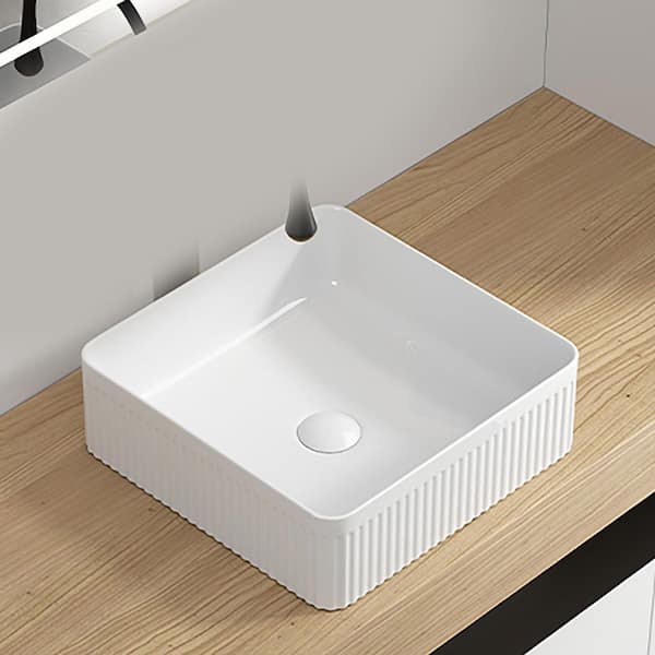 14.76 in. x 14.76 in. Vessel Bathroom Sink in Milk White Ceramic