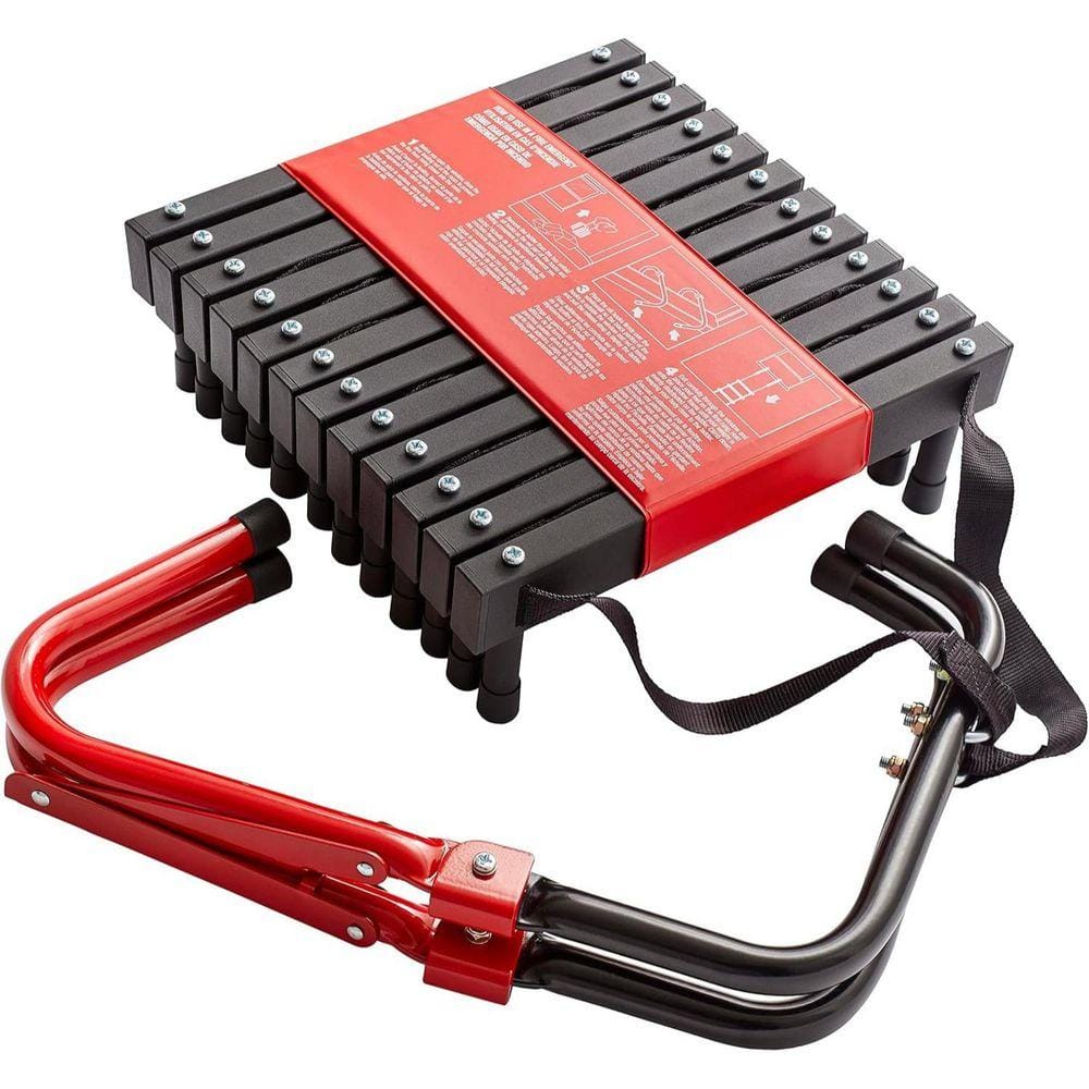 Ladder Rung Fire Exit KIWDZFU 14 ft. 2-Story Retractable Fire Escape Ladder, 375 lbs. Load ...