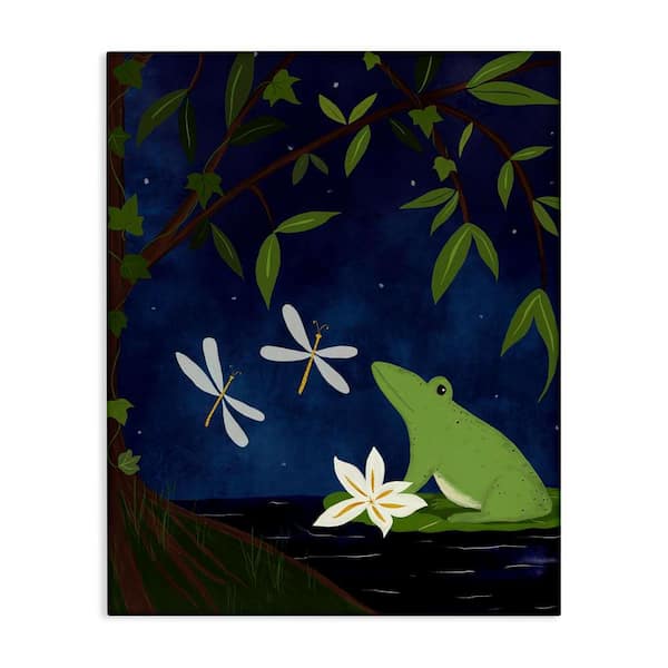 Stupell Industries Frog in Night Forest by Michelle Ingari Designs Unframed Animal Graphic Art Print 20 in. x 16 in.