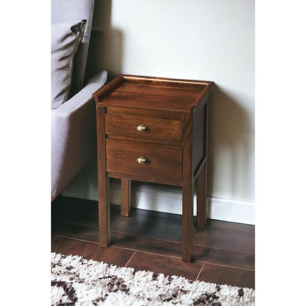 HomeRoots 18 in. Brown Square Wood End Table