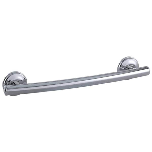 Grabcessories 16 in. x 1.25 in. Curved Grab Bar with Grips in Chrome