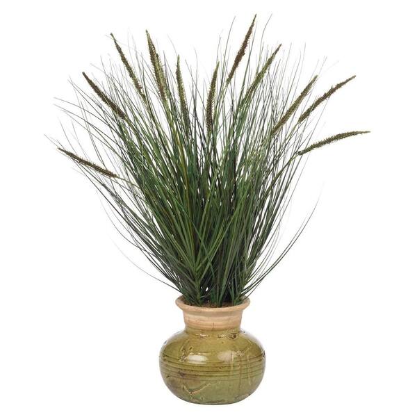 Nearly Natural 27 In. Potted Grass with Mini Cattails Silk Plant