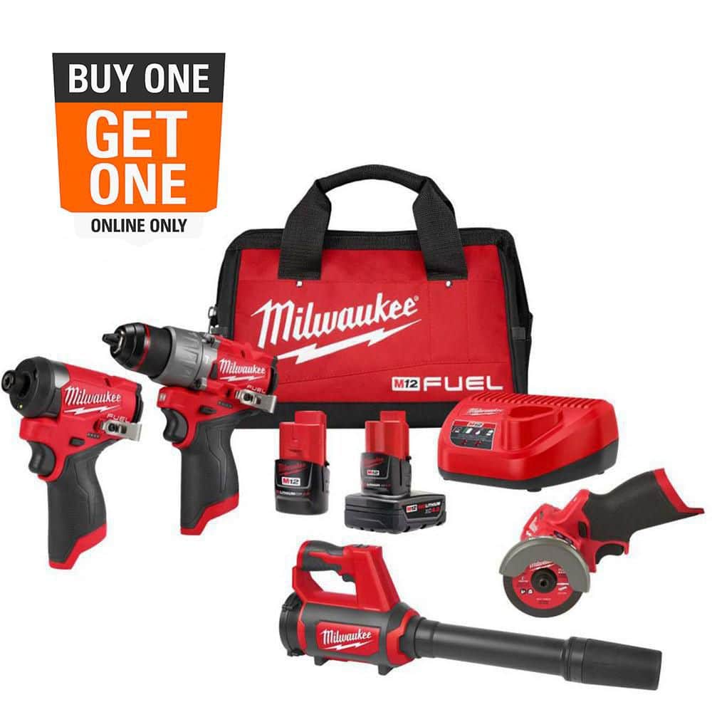 M12 FUEL 12-Volt Li-Ion Brushless Cordless Hammer Drill & Impact Driver Combo Kit w/2 Batteries, Cut Off Saw & Blower price history on PriceWatchPro