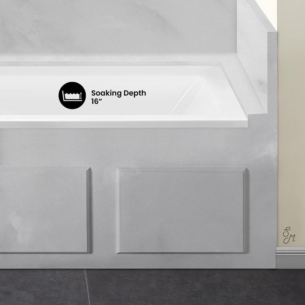 Voltaire 60" x 32" White Acrylic Alcove Bathtub with Jets