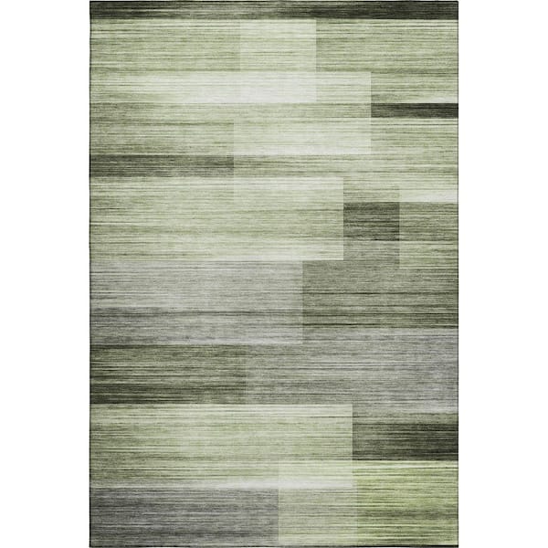 Mayfield Premium Machine Washable Abstract AMF2082 Green 3 ft. x 5 ft. Area Rug