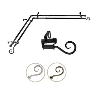 48-84 W Finish Modern Curl Double Curtain Rod Size Black