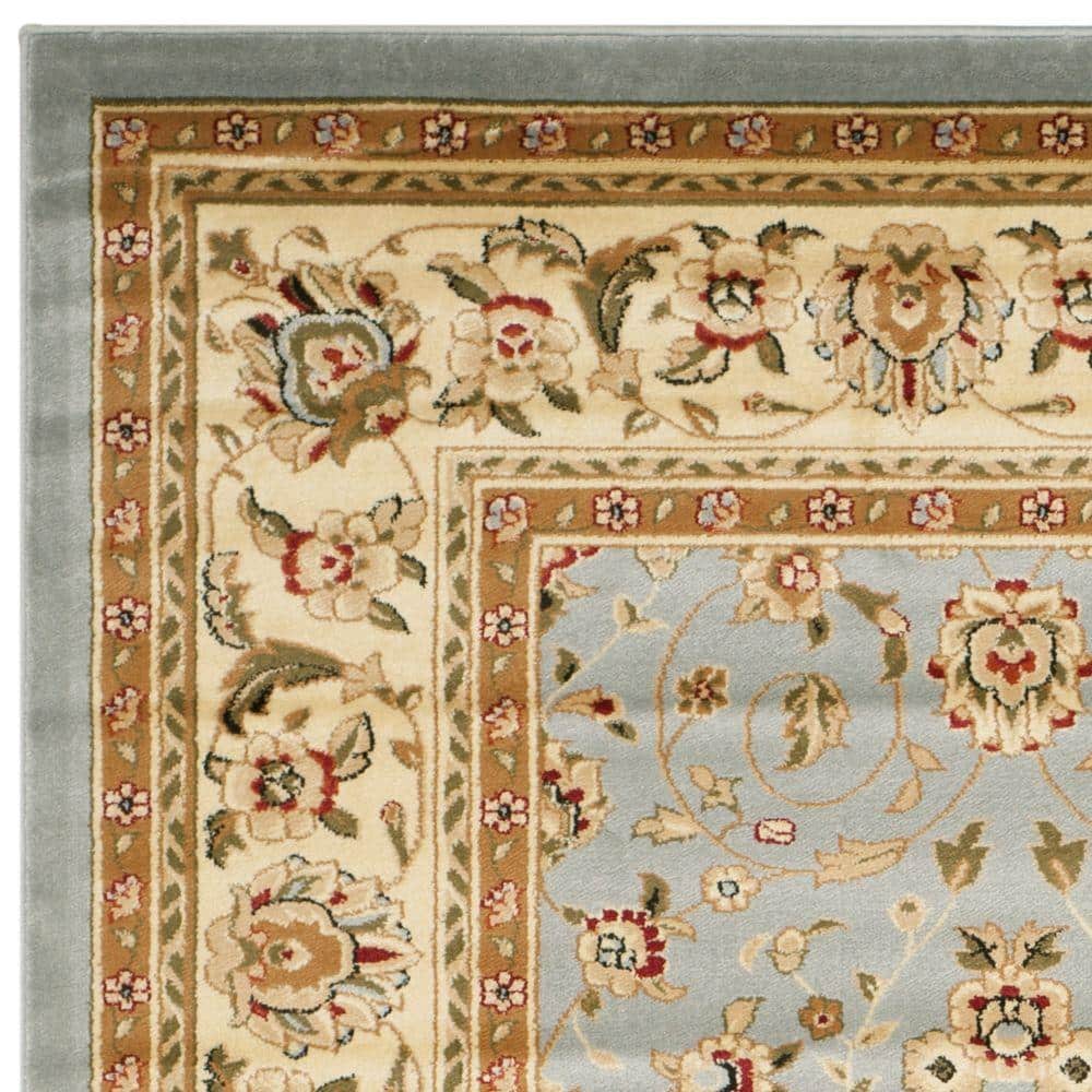 Blue Floral Motif Synthetic 8' x 10' Area Rug