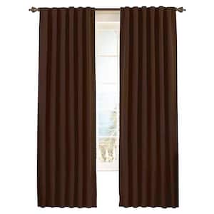 Fresno Thermaweave Espresso Solid Polyester 52 in. W x 84 in. L Blackout Single Rod Pocket Back Tab Curtain Panel