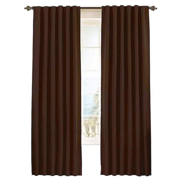 Eclipse Fresno Thermaweave Espresso Solid Polyester 52 in. W x 84 in. L Blackout Single Rod Pocket Back Tab Curtain Panel