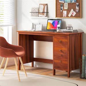 48 in. Rectangle Brown Wood 3-Drawer Desk with Storage