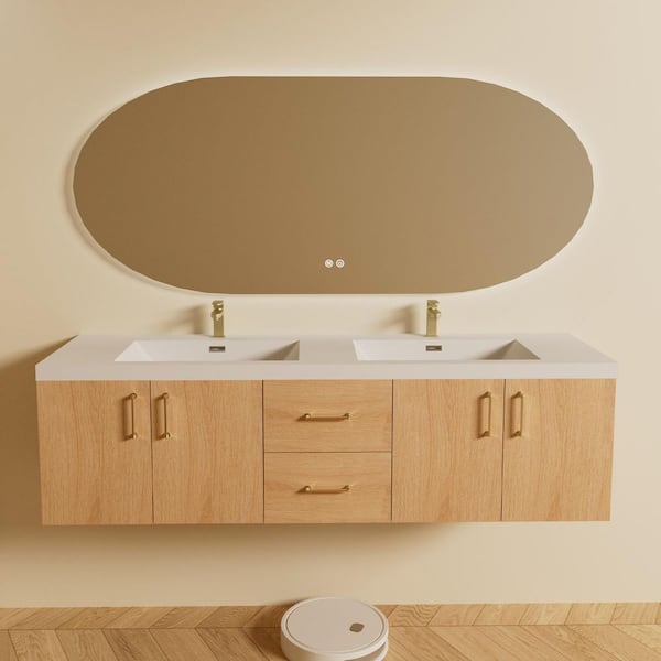 YASINU 72 in. W x 25.59 in. D Resin Bath Integrated Vanity Top in