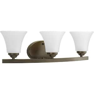 Adorn Collection 3-Light Antique Bronze Etched Glass Traditional Bath Vanity Light