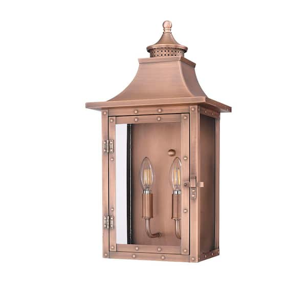 St. Charles Collection Wall-Mount 2-Light Outdoor Copper Patina Wall Lantern Sconce