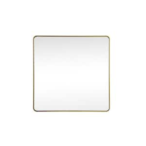 Timeless Home 42 in. W x 42 in. H x Modern Soft Corner Metal Square Brass Mirror