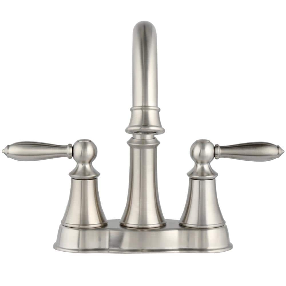 Brushed Nickel Double Handle High Arc Bathroom Faucet