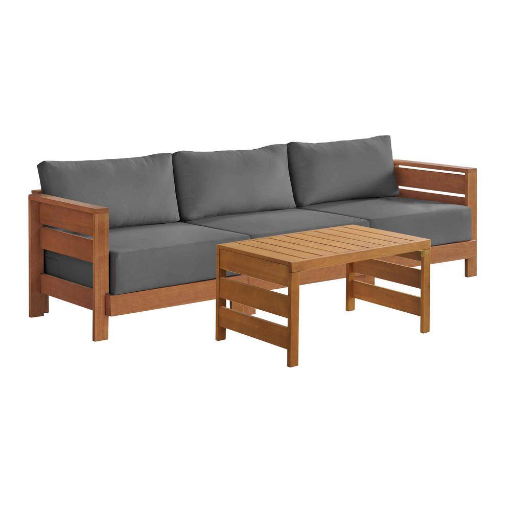Barton Outdoor Patio Furniture Set with Sofa and Coffee Table - Weather-Resistant Eucalyptus Wood Patio Furniture Set price history on PriceWatchPro