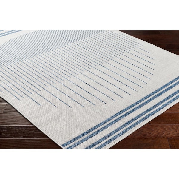 Long Beach Gray/Blue Circle 3 ft. x 7 ft. Indoor/Outdoor Runner Indoor/Outdoor Area Rug