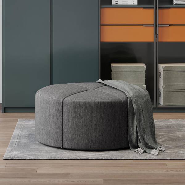 Noble House Mable Charcoal Round Ottoman