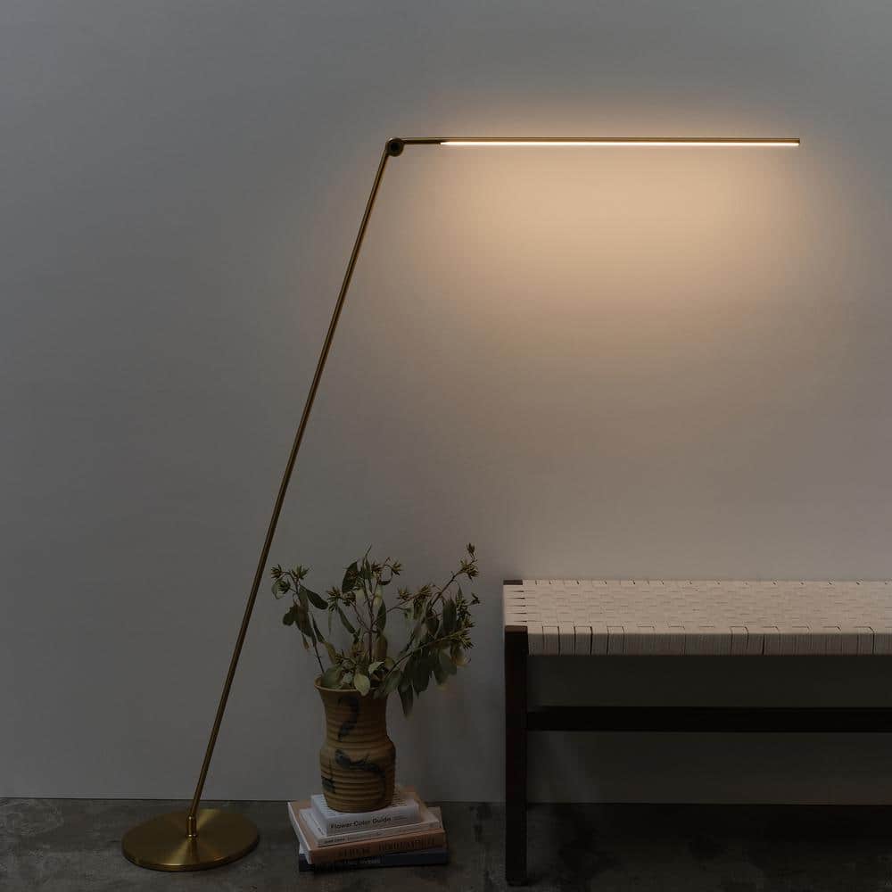 Libra Brass Adjustable LED Floor Lamp with 3-Way Switch