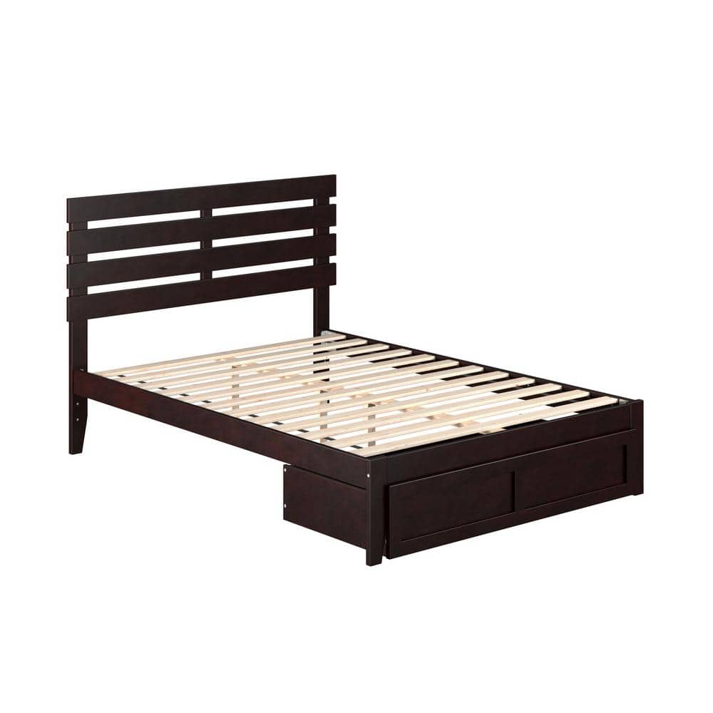 Espresso Full Bed with Foot Drawer and Slat Kit