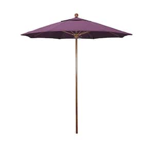 7.5 ft. Woodgrain Aluminum Commercial Market Patio Umbrella Fiberglass Ribs and Push Lift in Iris Sunbrella