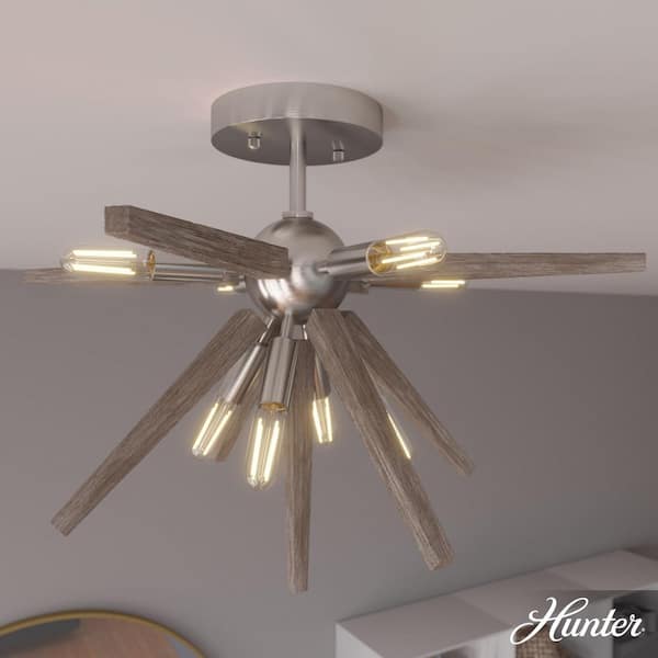 Hunter Jupiter Star 18.5 in. 8-Light Brushed Nickel Semi-Flush Mount