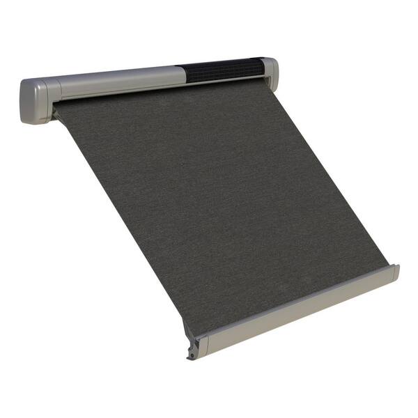 SOL-LUX 4 ft. Solar Powered Home Window Retractable Smart Awning, Stone Grey Case, Slate Fabric