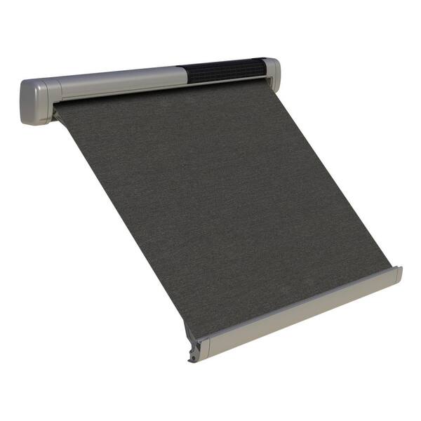 SOL-LUX 6 ft. Solar Powered Home Window Retractable Smart Awning, Stone Grey Case, Slate Fabric