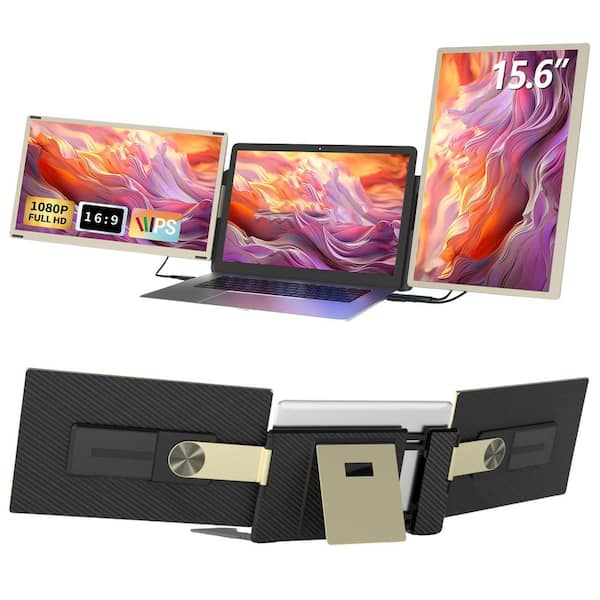 Triple Monitor Stand with USB-C & HDMI Connection, 15.6" Detachable Portable Screen, FHD 1080P IPS, 235 Degrees, 3-Pack