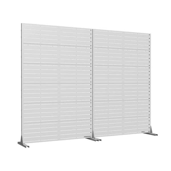 2-Piece 47 in. x 72 in. White Textured Metal Garden Screens Outdoor Privacy Screen