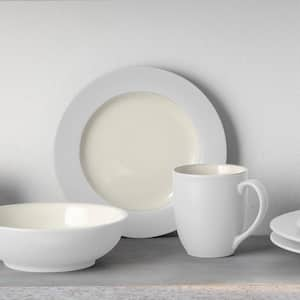 Colorwave White 8.25 in. (White) Stoneware Rim Salad Plates, (Set of 4)