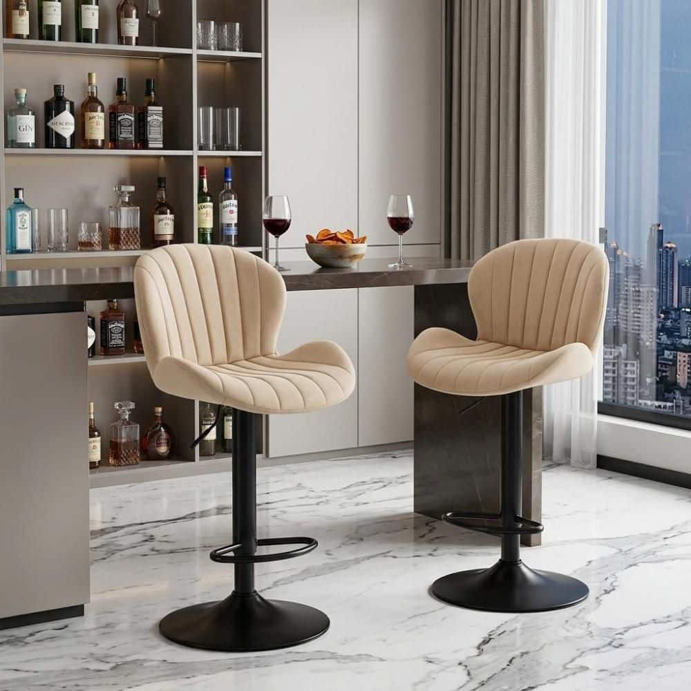 24.02 in. H Black High Back Metal Bar Stool with Upholstery Seat Set of 2 price history on PriceWatchPro