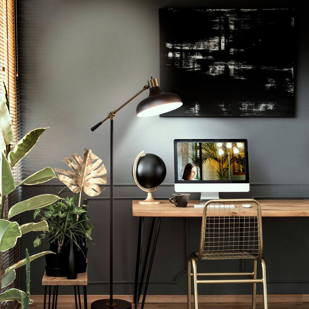 Wyatt 60" Matte Black Adjustable LED Floor Lamp with Voice Control