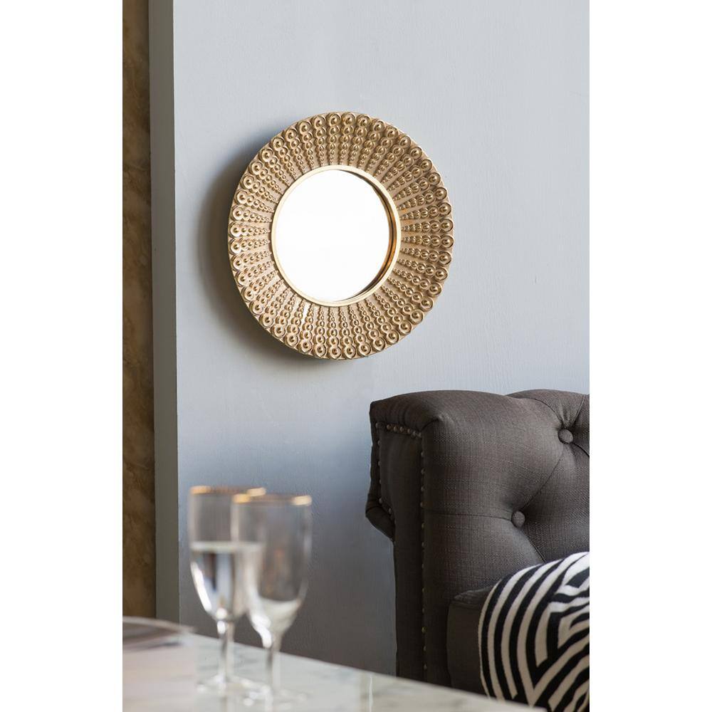 Aubrey 22" Round Gold Resin Wall Mirror