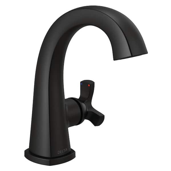 Delta Stryke Single Handle Single Hole Bathroom Faucet with Metal Pop-Up Assembly in Matte Black