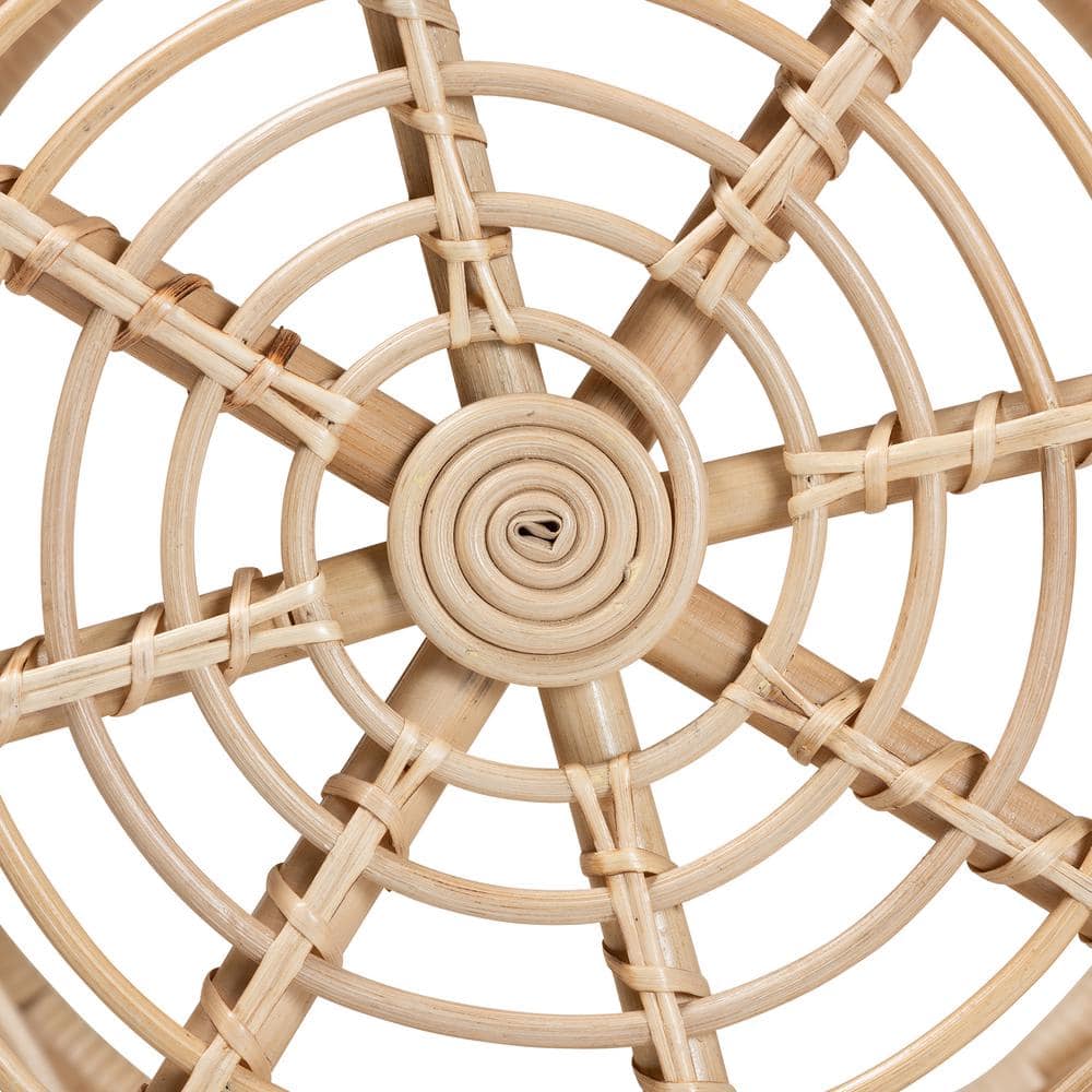 Natural Brown Rattan Round Bohemian 2-Piece Nesting Tables