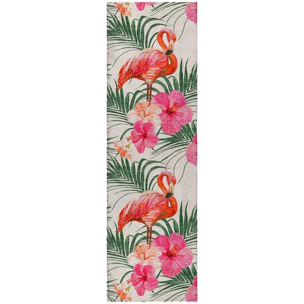 Dream Shag Premium Machine Washable Abstract ADS207 Pink 2 ft. x 7 ft. Runner Rug