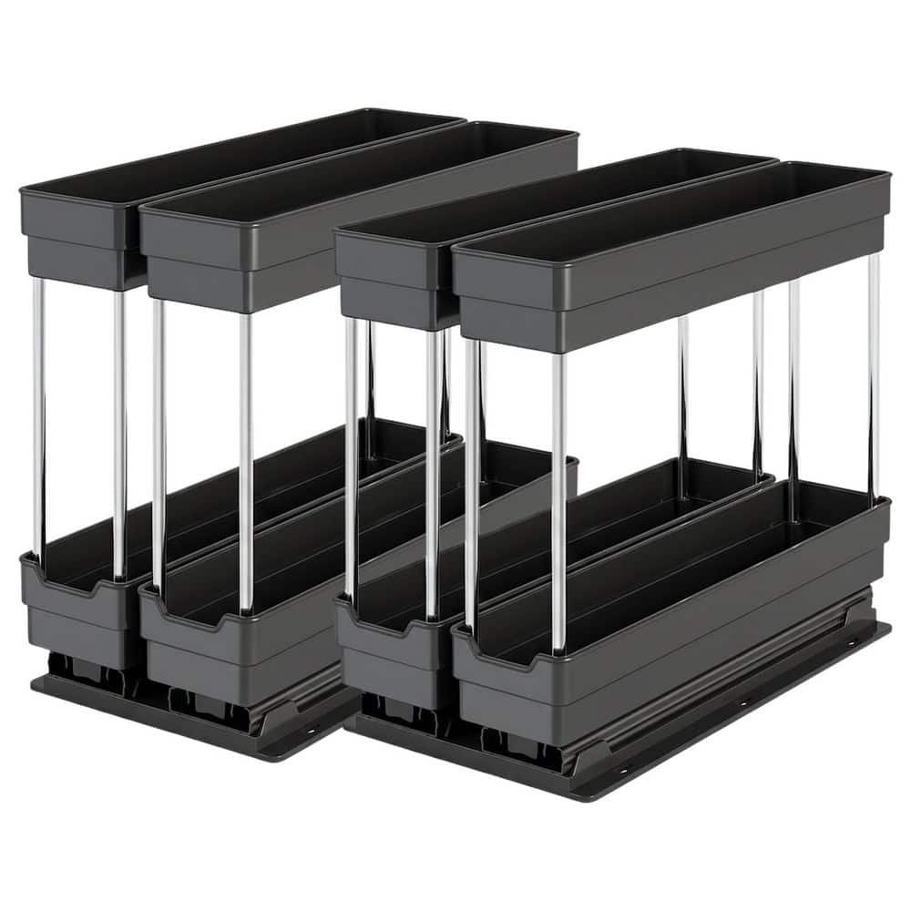 Anqtovp 2 Pack Silver Pull Out Cabinet Mount Spice Rack Organizer Heavy ...
