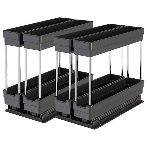 2 Pack Silver Pull Out Cabinet Mount Spice Rack Organizer Heavy Duty Kitchen Slide Out Seasoning Organizer