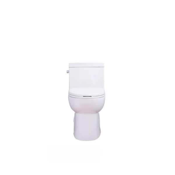 12 in. Rough In 1-Piece 1.28 GPF Dual Flush Elongated Toilet in Glossy White, Seat Included