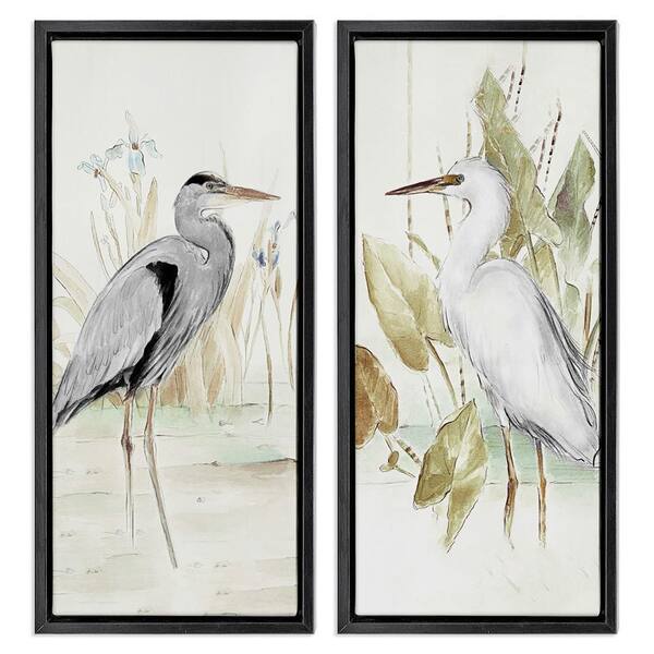 Heron Egret Marsh Landscape by Lanie Loreth 2-Piece Black Floater Frame Animal Graphic Art Print 31 in. x 15 in.