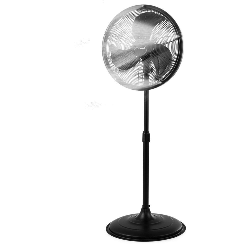 Costway 18 in. Misting Fan 2100 CFM Outdoor Oscillating Cooling Pedestal Fan in Black F1W