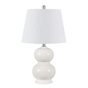 Everlee 22 in. Ivory Table Lamp with White Shade