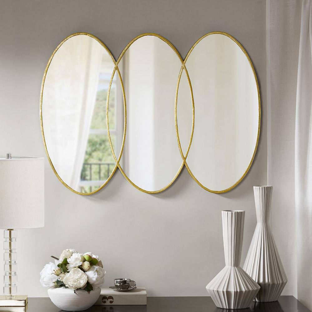 Eclipse Trio Overlapping Oval Gold Wall Mirror