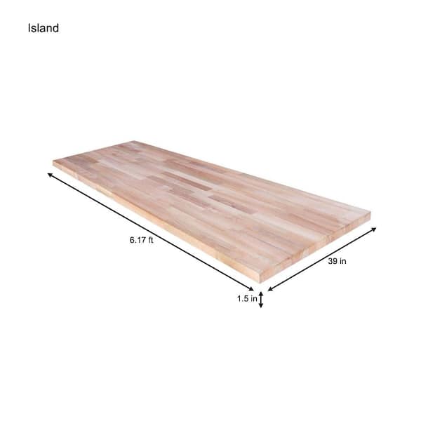 HARDWOOD REFLECTIONS 6 ft. L x 39 in. D Unfinished Beech Solid Wood Butcher Block Island Countertop With Eased Edge 153974HDBE-74 - The Home Depot