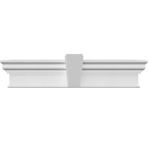 1-1/4 in. x 97 in. x 12 in. Polyurethane Crosshead Moulding with Deco Keystone