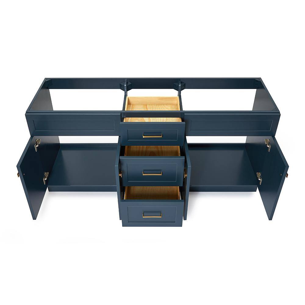 Midnight Blue 72" Double Sink Freestanding Wood Vanity Cabinet