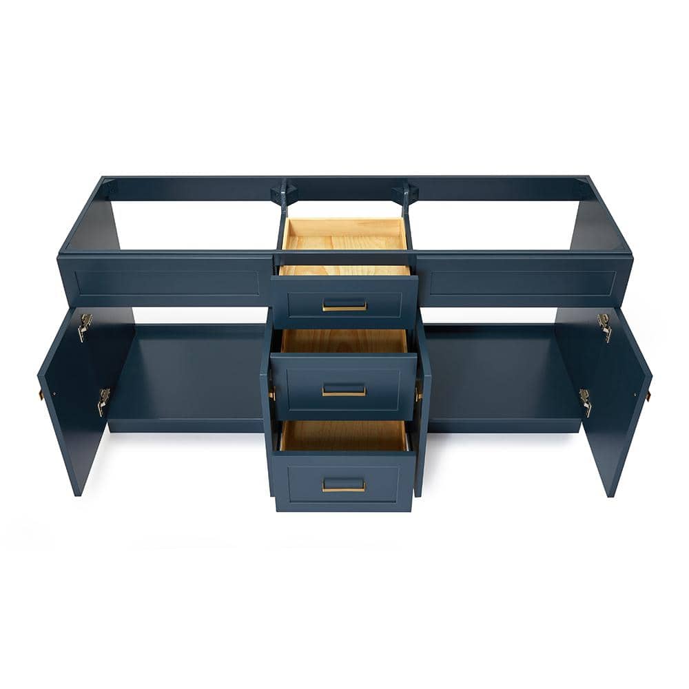 Midnight Blue 72" Double Sink Freestanding Wood Vanity Cabinet