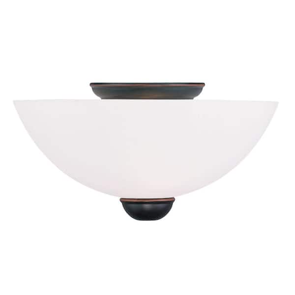 Livex Lighting Providence 2-Light Ceiling Black Incandescent Semi-Flush Mount