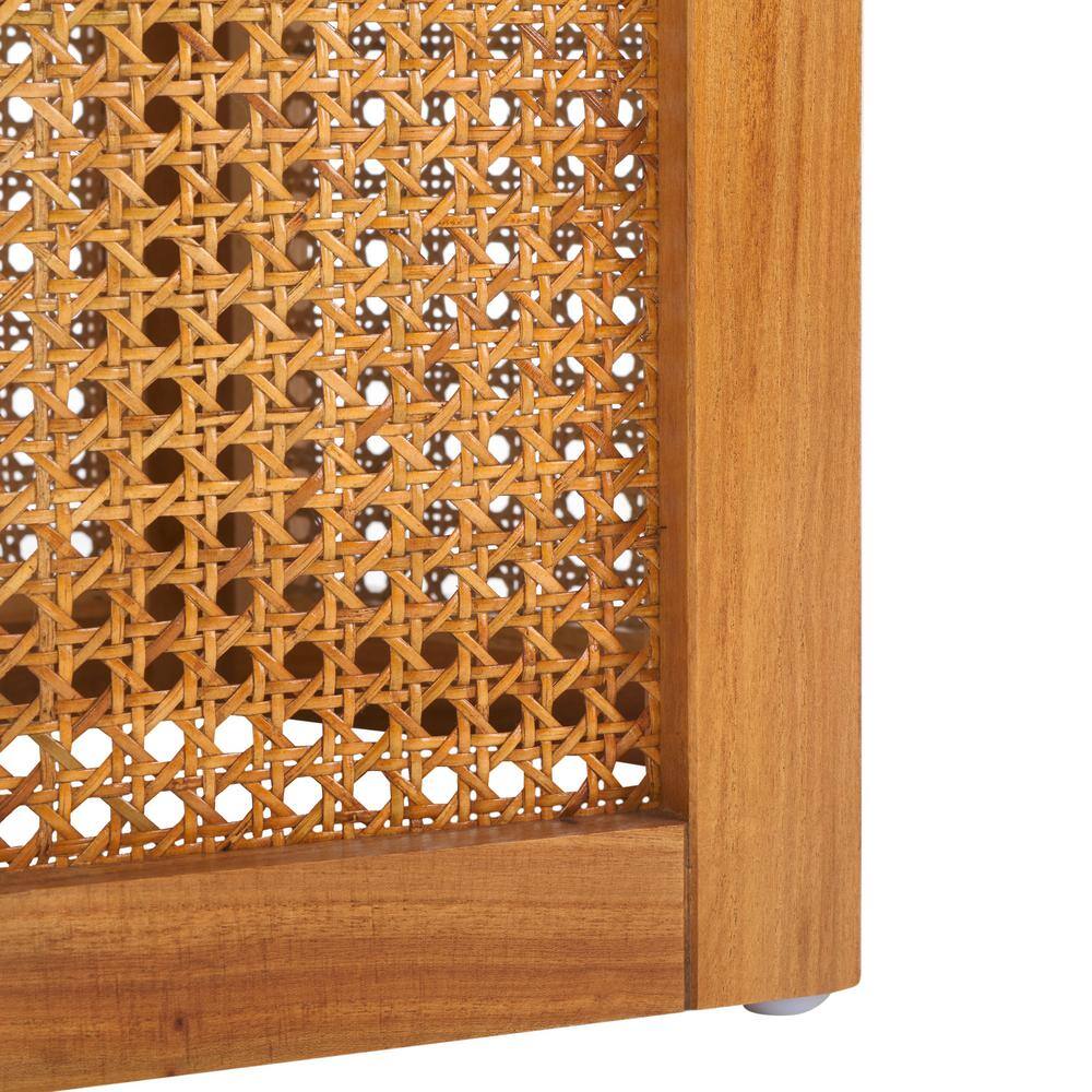 Danez Hexagonal Natural Wood and Cane Accent Table